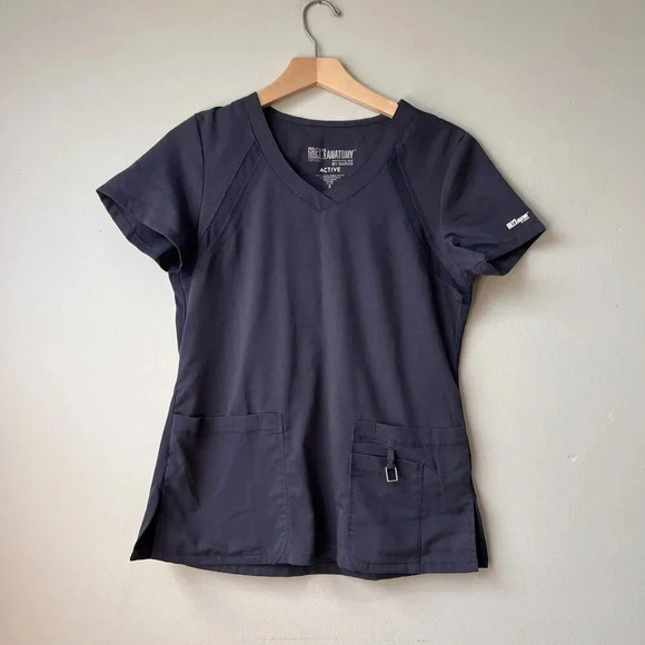 Grey’s Anatomy Active Spandex Stretch Scrub Top Blue‎ Women’s Small - Picture 1 of 3